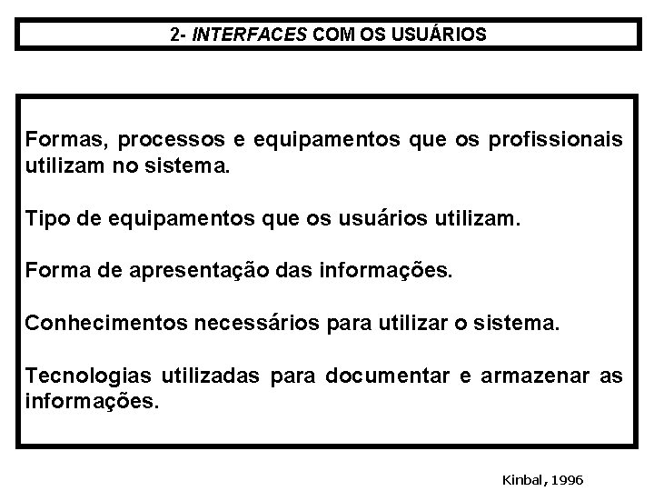 2 - INTERFACES COM OS USUÁRIOS Formas, processos e equipamentos que os profissionais utilizam