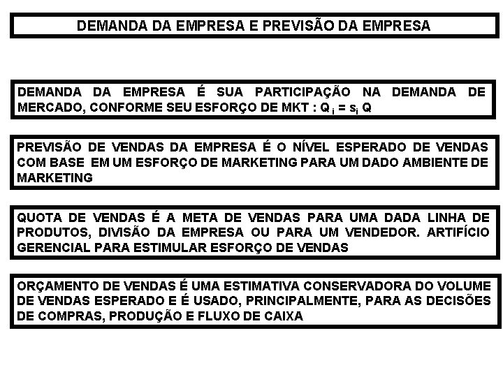 DEMANDA DA EMPRESA E PREVISÃO DA EMPRESA DEMANDA DA EMPRESA É SUA PARTICIPAÇÃO NA