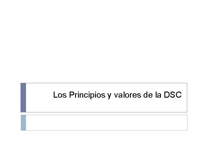 Los Principios y valores de la DSC 