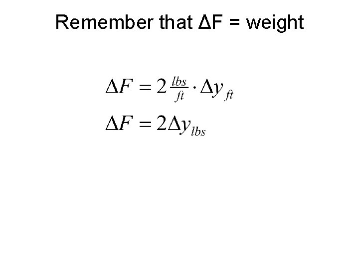 Remember that ΔF = weight 