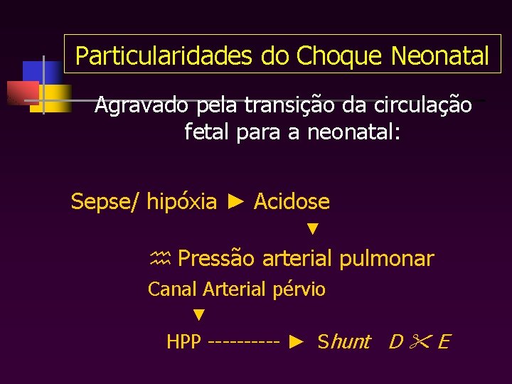 Particularidades do Choque Neonatal Agravado pela transição da circulação fetal para a neonatal: Sepse/