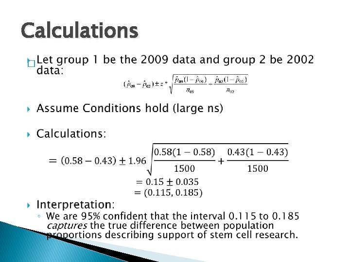 Calculations � 