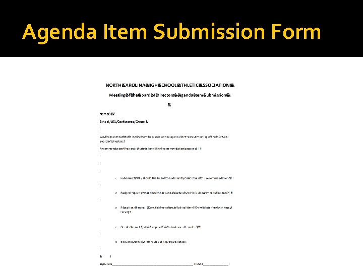 Agenda Item Submission Form 