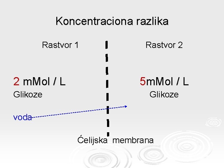 Koncentraciona razlika Rastvor 1 2 m. Mol / L Glikoze Rastvor 2 5 m.