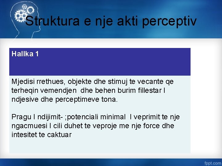 Struktura e nje akti perceptiv Hallka 1 Mjedisi rrethues, objekte dhe stimuj te vecante