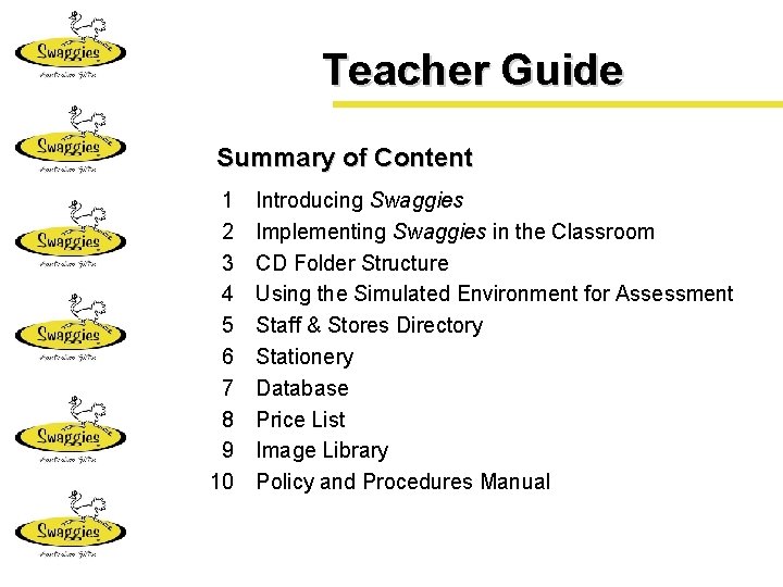 Teacher Guide Summary of Content 1 2 3 4 5 6 7 8 9