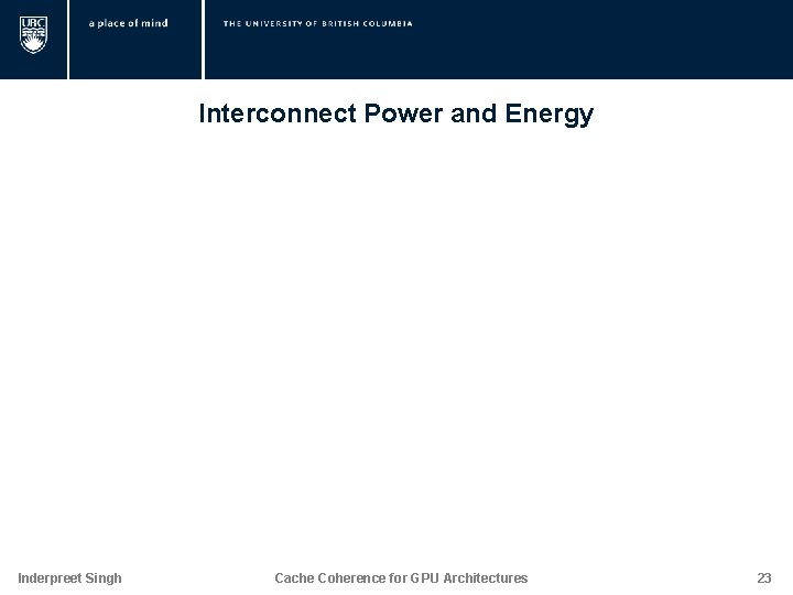 Interconnect Power and Energy Inderpreet Singh Cache Coherence for GPU Architectures 23 