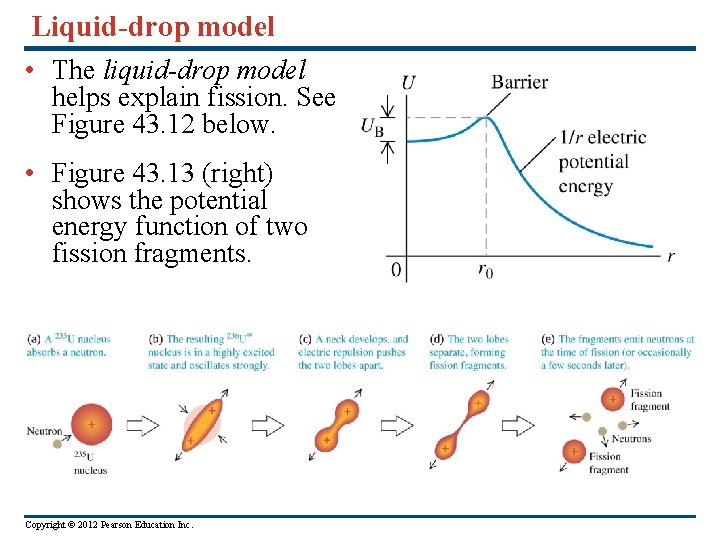 Liquid-drop model • The liquid-drop model helps explain fission. See Figure 43. 12 below.