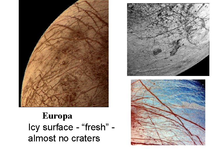 Europa Icy surface - “fresh” almost no craters 