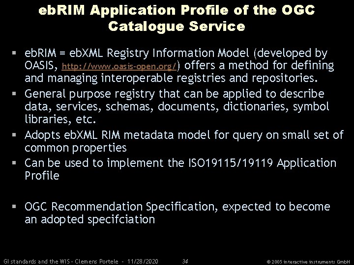 eb. RIM Application Profile of the OGC Catalogue Service § eb. RIM = eb.