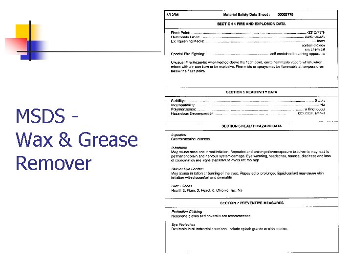 MSDS Wax & Grease Remover 