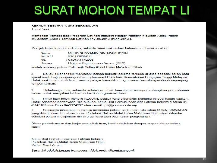 Surat Pengesahan Tamat Latihan Industri