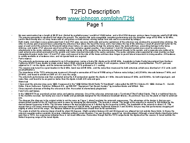 T 2 FD Description from www. johncon. com/john/T 2 fd Page 1 • •