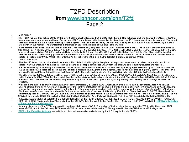 T 2 FD Description from www. johncon. com/john/T 2 fd Page 2 • •