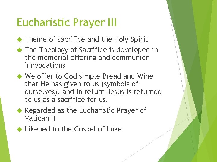 Eucharistic Prayer III Theme of sacrifice and the Holy Spirit Theology of Sacrifice is