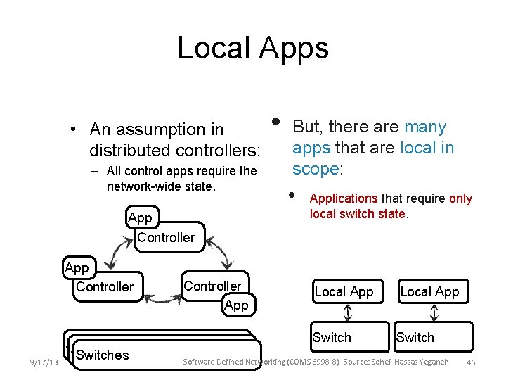 Local Apps • An assumption in distributed controllers: – All control apps require the Local Apps • An assumption in distributed controllers: – All control apps require the
