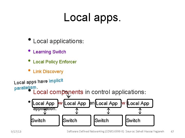 Local apps. • Local applications: • • • Learning Switch Local Policy Enforcer Link Local apps. • Local applications: • • • Learning Switch Local Policy Enforcer Link