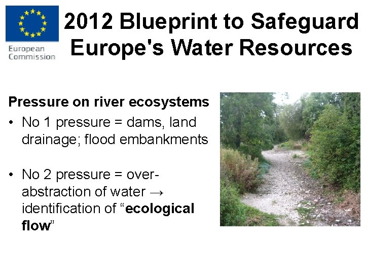 2012 Blueprint to Safeguard Europe's Water Resources Pressure on river ecosystems • No 1