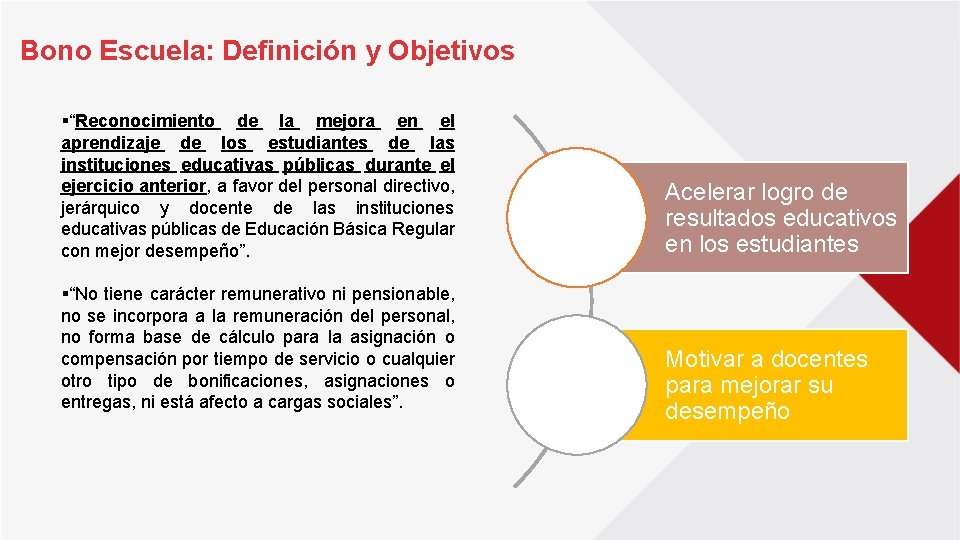 Bono Escuela: Definición y Objetivos §“Reconocimiento de la mejora en el aprendizaje de los