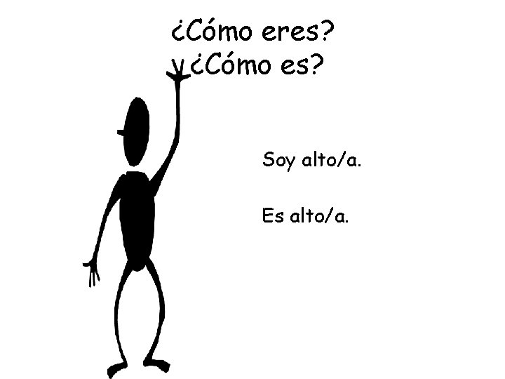 ¿Cómo eres? ¿Cómo es? Soy alto/a. Es alto/a. 