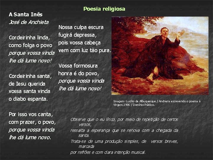 A Santa Inês José de Anchieta Cordeirinha linda, como folga o povo Poesia religiosa