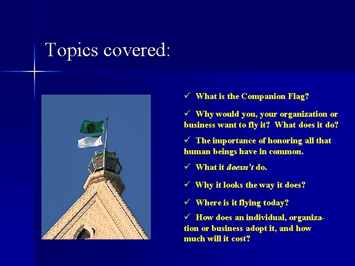 Topics covered: ü What is the Companion Flag? ü Why would you, your organization