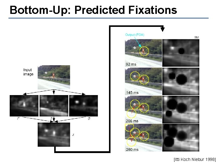 Bottom-Up: Predicted Fixations [Itti Koch Niebur 1998] 