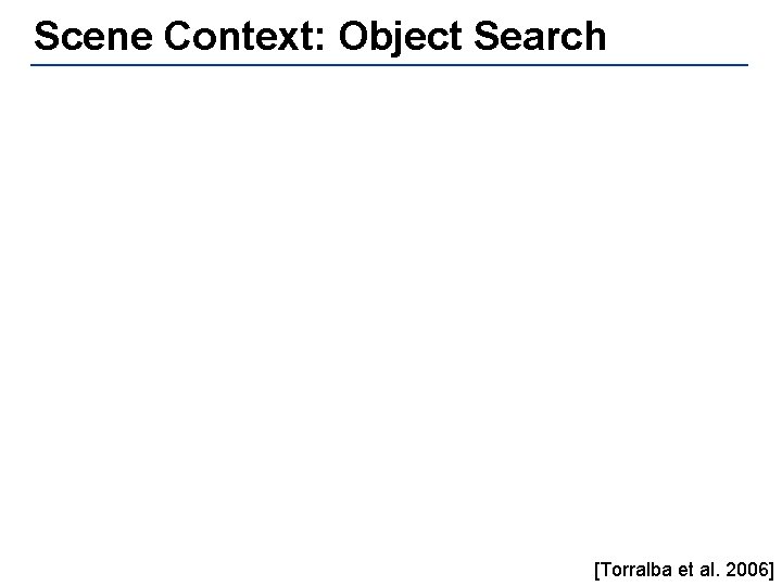 Scene Context: Object Search [Torralba et al. 2006] 