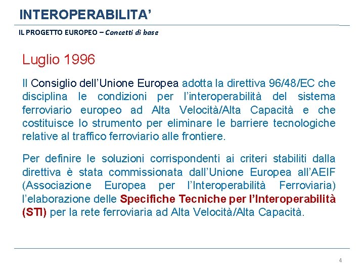 INTEROPERABILITA’ IL PROGETTO EUROPEO – Concetti di base Luglio 1996 Il Consiglio dell’Unione Europea