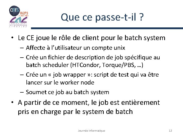 Que ce passe-t-il ? • Le CE joue le rôle de client pour le