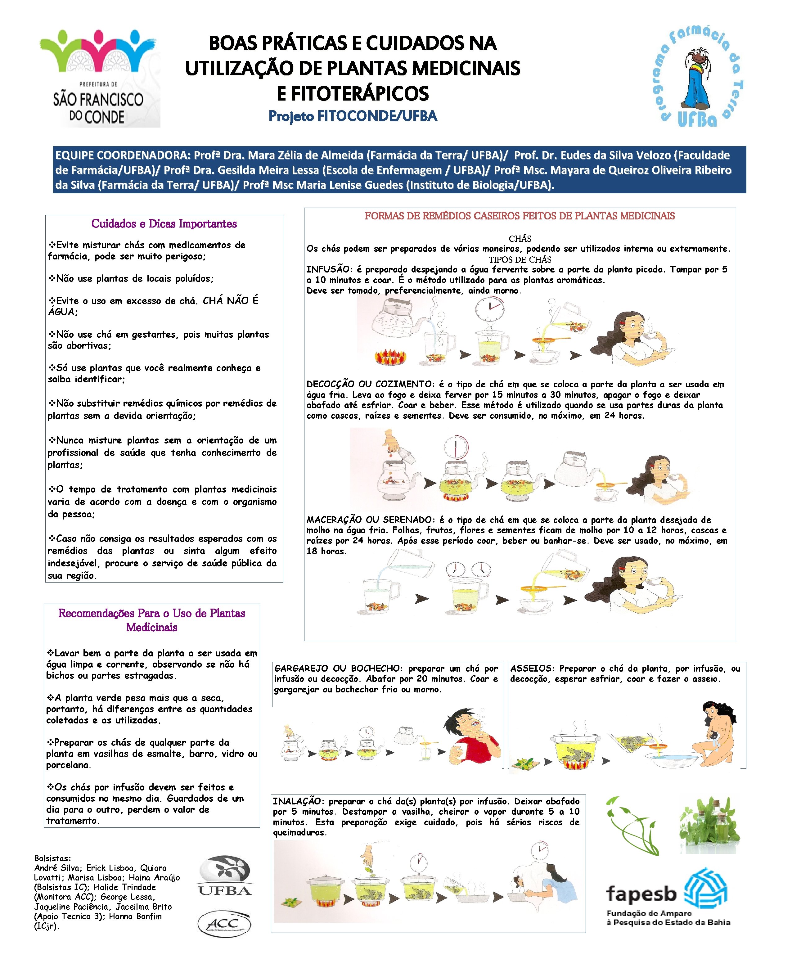 BOAS PRÁTICAS E CUIDADOS NA UTILIZAÇÃO DE PLANTAS MEDICINAIS E FITOTERÁPICOS Projeto FITOCONDE/UFBA EQUIPE