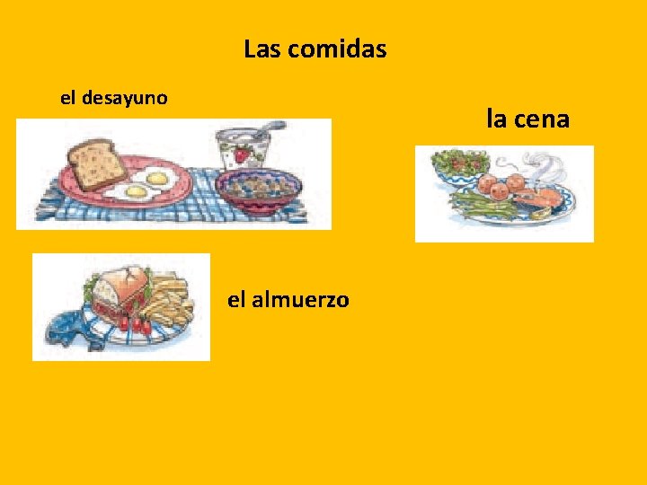 Las comidas el desayuno la cena el almuerzo 