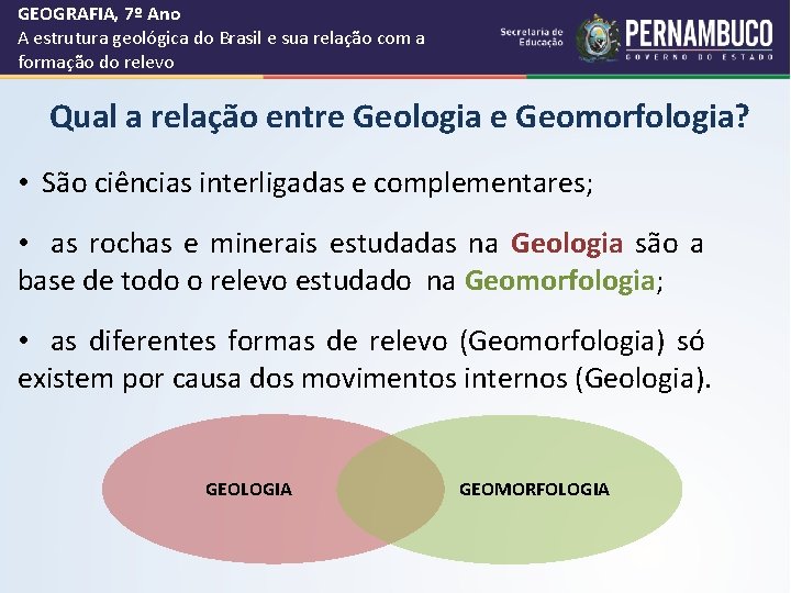 GEOGRAFIA, 7º Ano A estrutura geológica do Brasil e sua relação com a formação