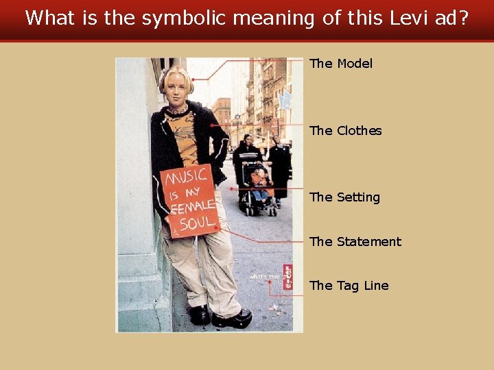 What is the symbolic meaning of this Levi ad? The Model The Clothes The What is the symbolic meaning of this Levi ad? The Model The Clothes The