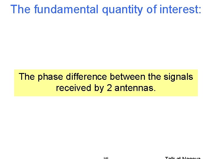 The fundamental quantity of interest: The phase difference between the signals received by 2