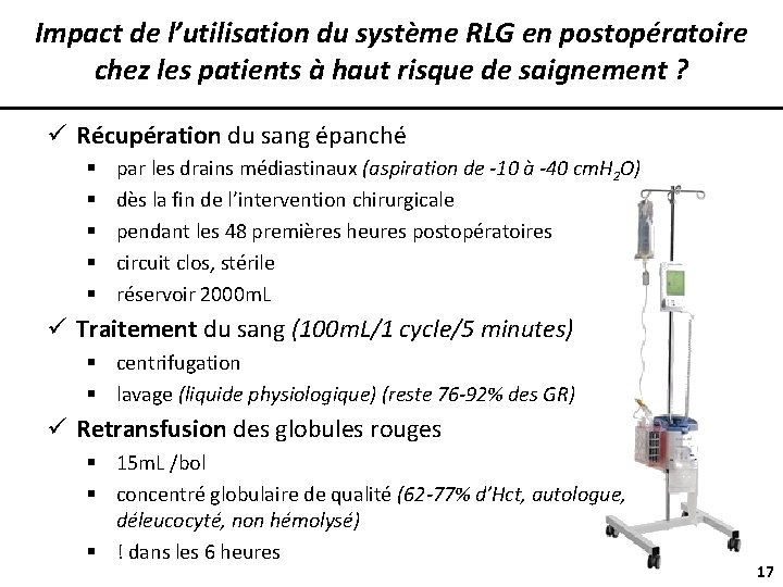 Impact de l’utilisation du système RLG en postopératoire chez les patients à haut risque