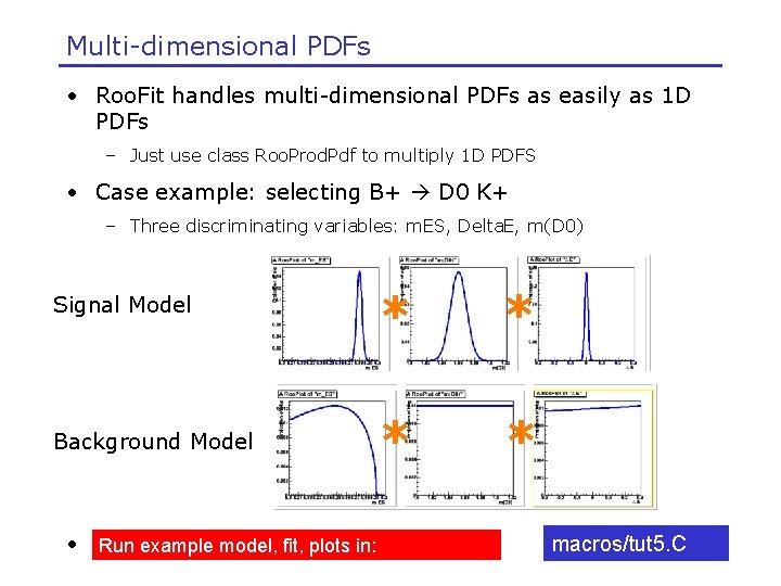 Multi-dimensional PDFs • Roo. Fit handles multi-dimensional PDFs as easily as 1 D PDFs
