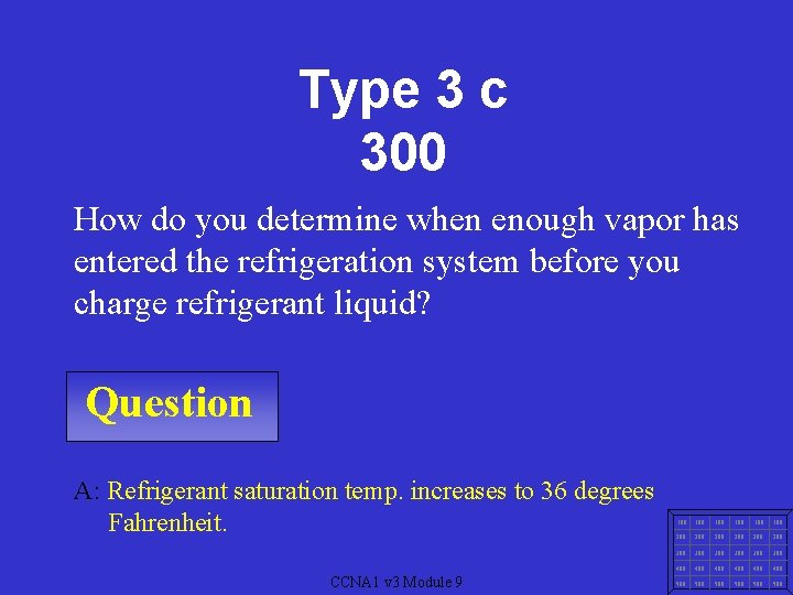 Type 3 c 300 How do you determine when enough vapor has entered the