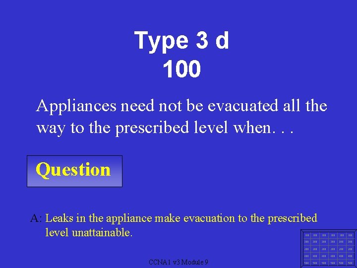 Type 3 d 100 Appliances need not be evacuated all the way to the