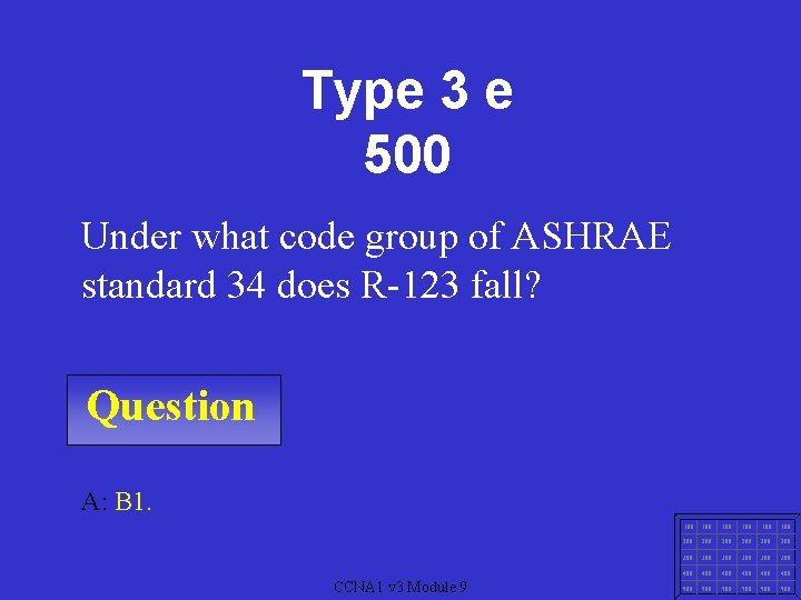 Type 3 e 500 Under what code group of ASHRAE standard 34 does R-123