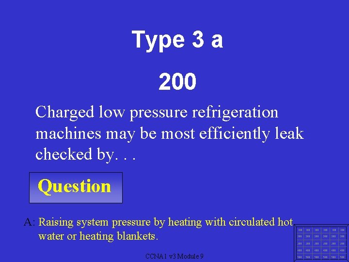 Type 3 a 200 Charged low pressure refrigeration machines may be most efficiently leak