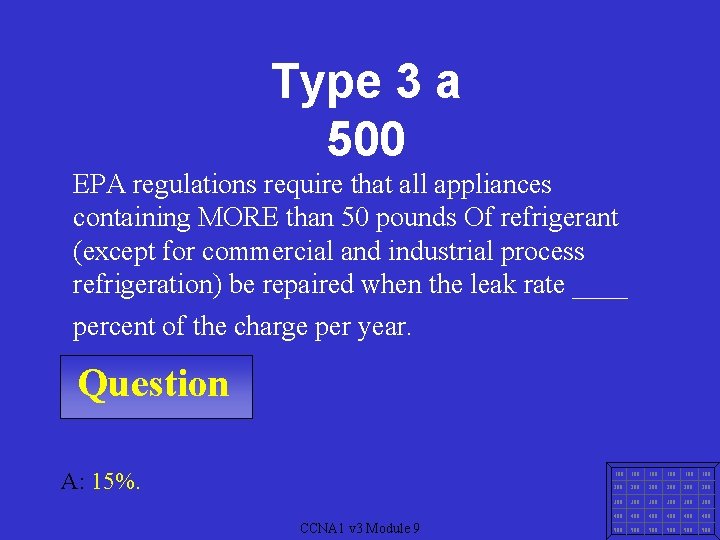 Type 3 a 500 EPA regulations require that all appliances containing MORE than 50