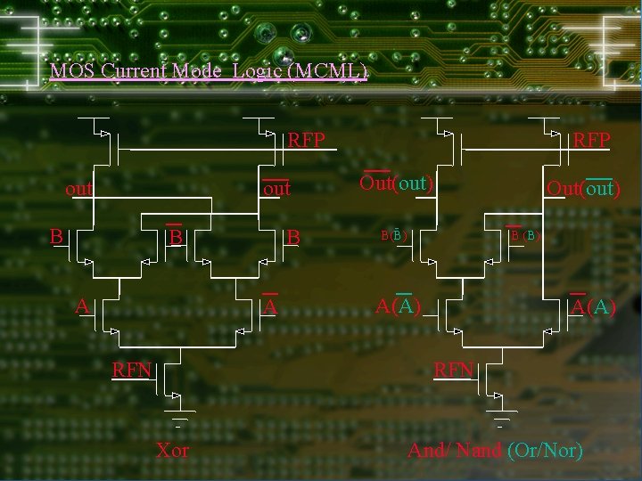 MOS Current Mode Logic (MCML) RFP out B B B A A RFN RFP MOS Current Mode Logic (MCML) RFP out B B B A A RFN RFP