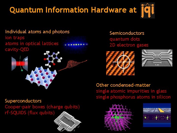 Quantum Information Hardware at Individual atoms and photons ion traps atoms in optical lattices