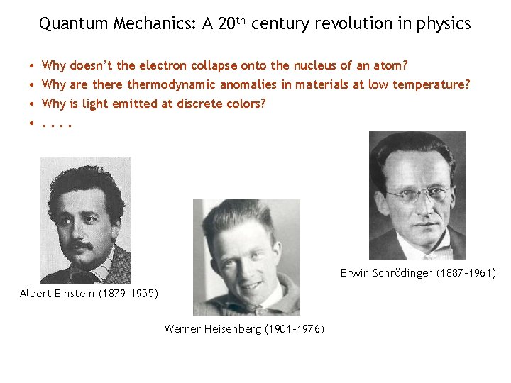 Quantum Mechanics: A 20 th century revolution in physics • • Why doesn’t the