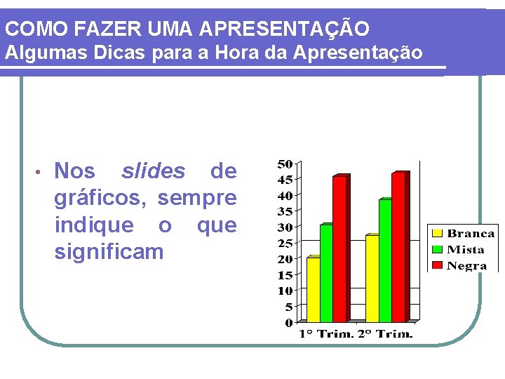 COMO FAZER UMA APRESENTAÇÃO Algumas Dicas para a Hora da Apresentação • Nos slides