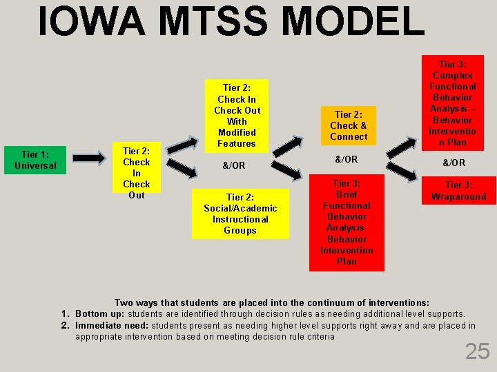 IOWA MTSS MODEL Tier 1: Universal Tier 2: Check In Check Out With Modified