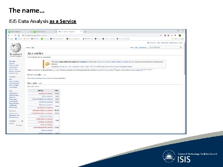 The name… ISIS Data Analysis as a Service The name… ISIS Data Analysis as a Service