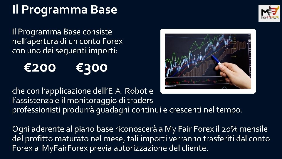 Il Programma Base consiste nell’apertura di un conto Forex con uno dei seguenti importi: