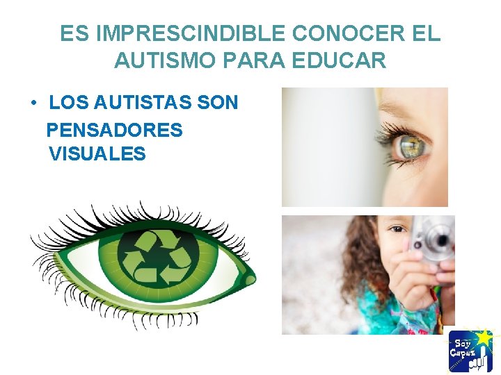 ES IMPRESCINDIBLE CONOCER EL AUTISMO PARA EDUCAR • LOS AUTISTAS SON PENSADORES VISUALES 